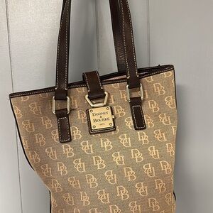 Dooney & Bourke Tan and Brown Monogram Tote